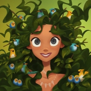 Banner danzaterapia, disegno di una giovane donna con la chioma ad albero in primavera